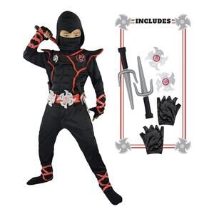 Spooktacular Creations Boys Ninja Deluxe Costume for Kids Black XXL